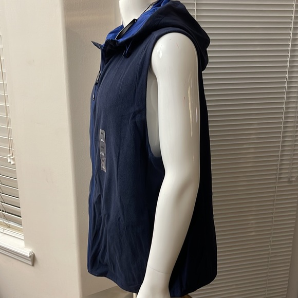 Michael Kors Front Zip Drawstring Hood Sleeveless Hoodie Vest - Picture 4 of 9